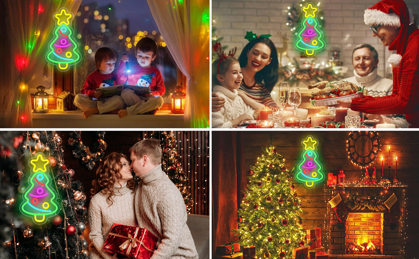 Christmas Tree Neon Sign, Xmas Trees LED Neon Lights Signs, Colorful Festival USB Powered Christmas Neon Sign with Switch for Home Wall Decor, Bedroom, Party, Shop Christmas Decorations