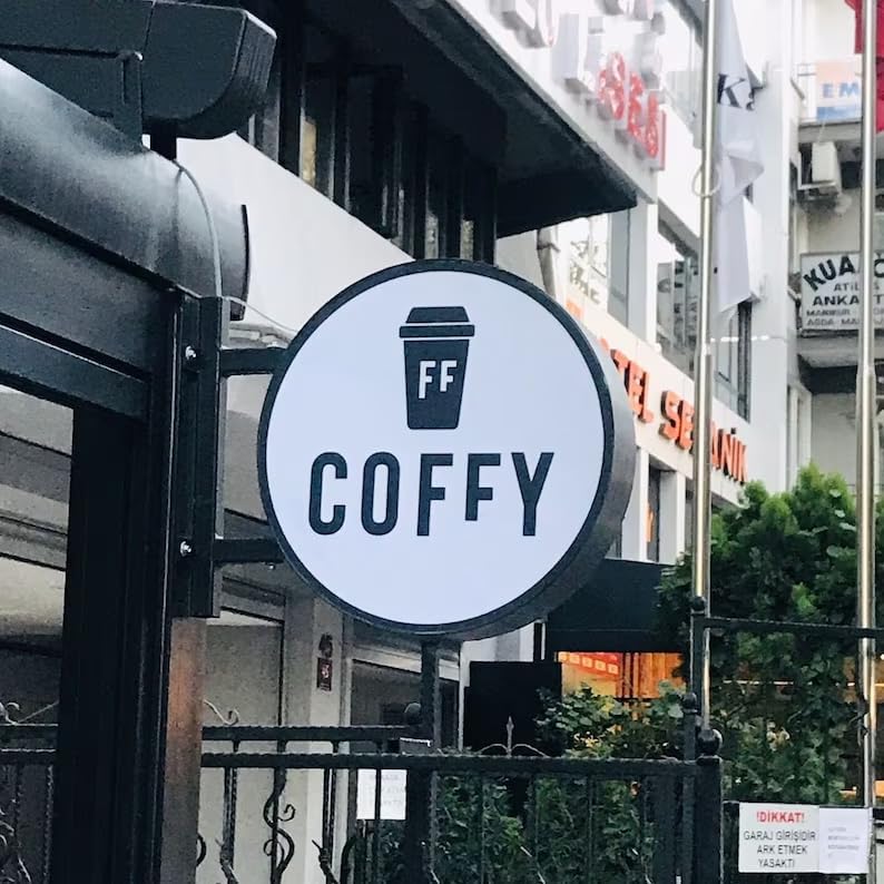 Custom LED Double Sided Light Box, Personalized Round LED Signs Outdoor Lightbox, Illuminated Billboard Advertising Light Box for Business, Cafe, Bar, Hotel Logo Sign(Round)