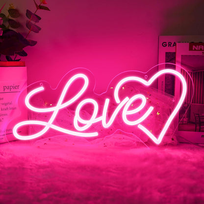 Love Heart neon Sign - 10 Levels Dimmable USB neon Lights for Wall, Kids Bedroom, Wedding Party Decoration neon light, Gift for Kids, Girlfriend, Valentine's Day