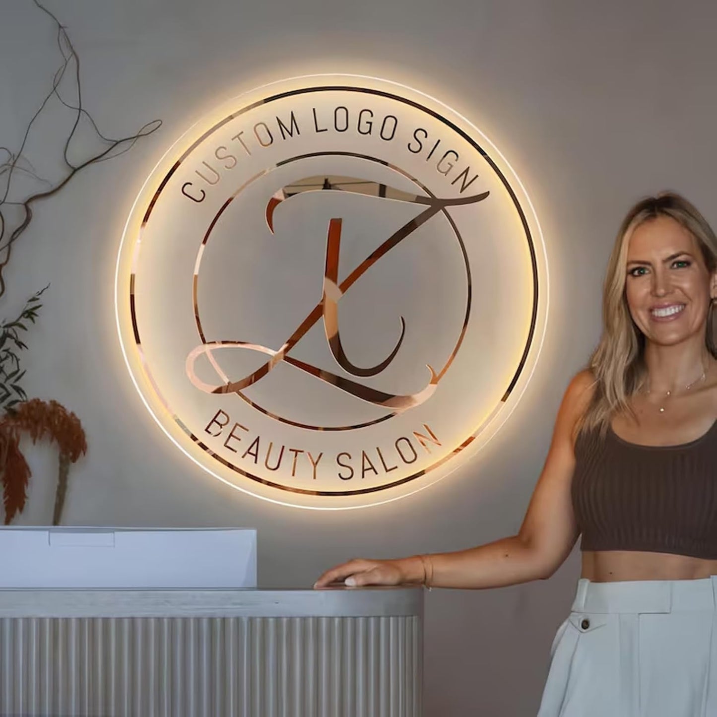 Custom Logo Neon Sign, Personalized Backlit Illuminated Sign, Floating Logo Signs for Wall Decor, Customize Logo Sign for Business, Salon Beauty Nail Studios