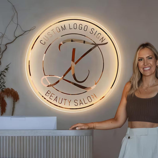 Custom Logo Neon Sign, Personalized Backlit Illuminated Sign, Floating Logo Signs for Wall Decor, Customize Logo Sign for Business, Salon Beauty Nail Studios