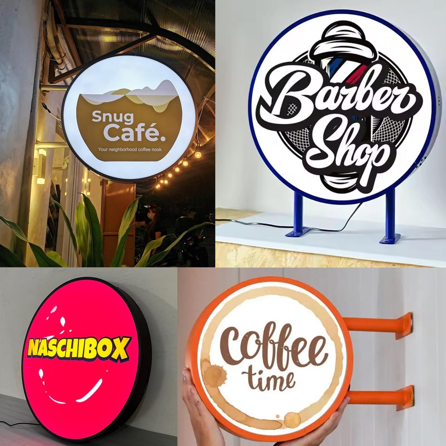 Custom LED Double Sided Light Box, Personalized Round LED Signs Outdoor Lightbox, Illuminated Billboard Advertising Light Box for Business, Cafe, Bar, Hotel Logo Sign(Round)