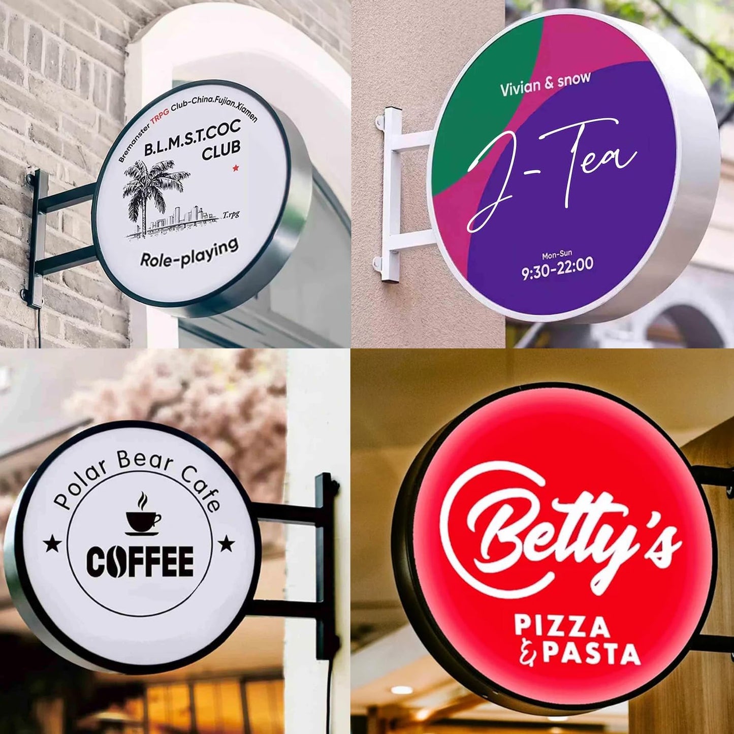 Custom LED Double Sided Light Box, Personalized Round LED Signs Outdoor Lightbox, Illuminated Billboard Advertising Light Box for Business, Cafe, Bar, Hotel Logo Sign(Round)